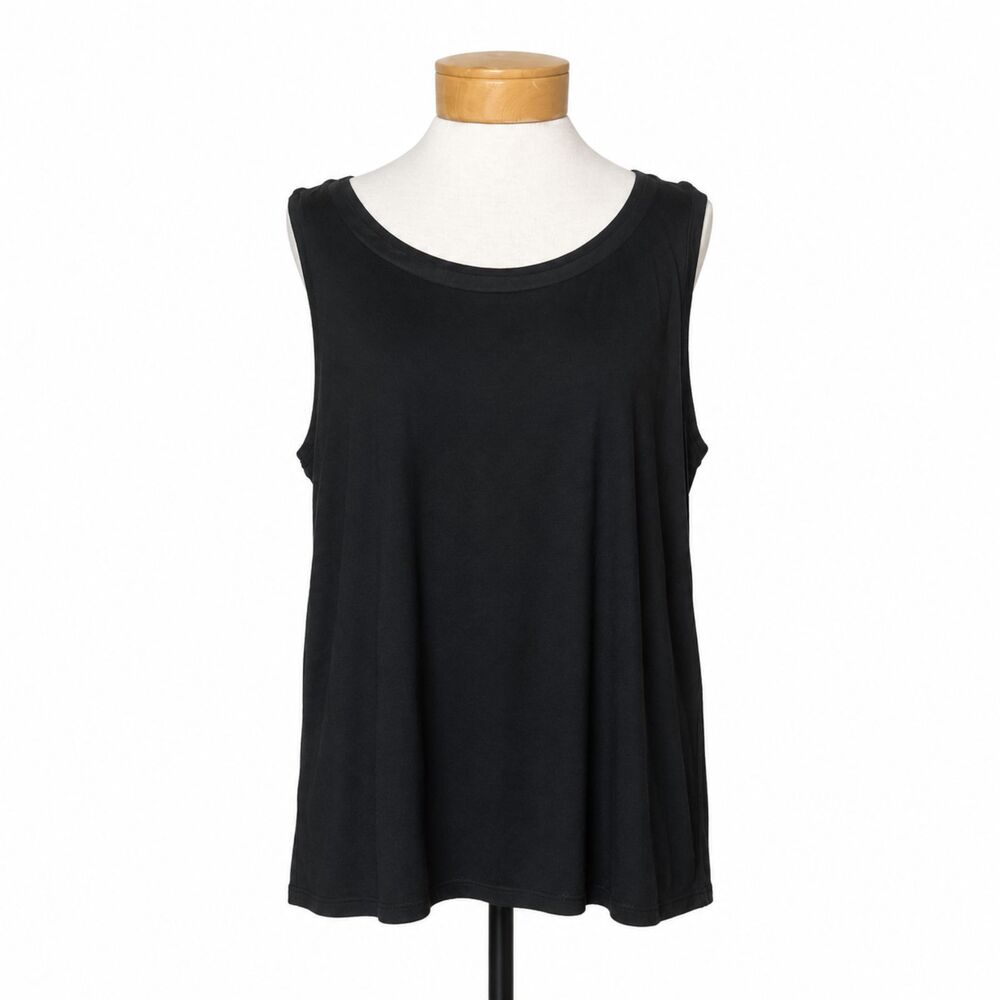 Talbots Womens 3XP Tank Top Plus Size Petite Black Solid Scoop Neck Knit Minimal